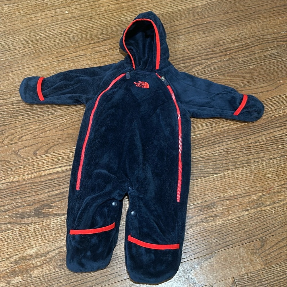 The North Face Blue/Red Fleece Bunting Snowsuit 3-6 Months | Color: Blue/Red